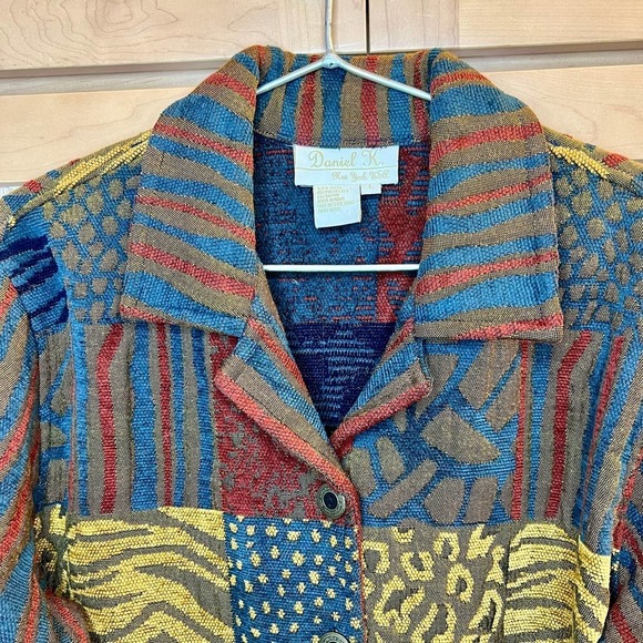 Vintage Daniel K. Embroidered Patchwork Look Tapestry Jacket Size Large - Picture 3 of 16